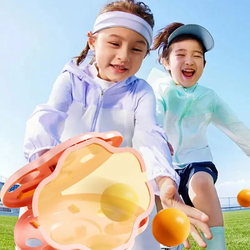 

Toss And Catch Ball Set Throw And Catch Games Cat Paw Shaped Paddle And Balls Set Parent-Child Outdoor Interactive Toys For