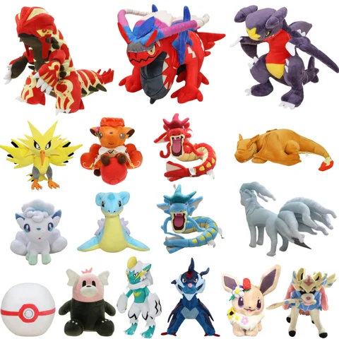 Novos brinquedos de pelúcia pokemon garchomp groudon primal charizard vulpix doraidon miraidon gyados animais de pelúcia macios brinquedos crianças presentes