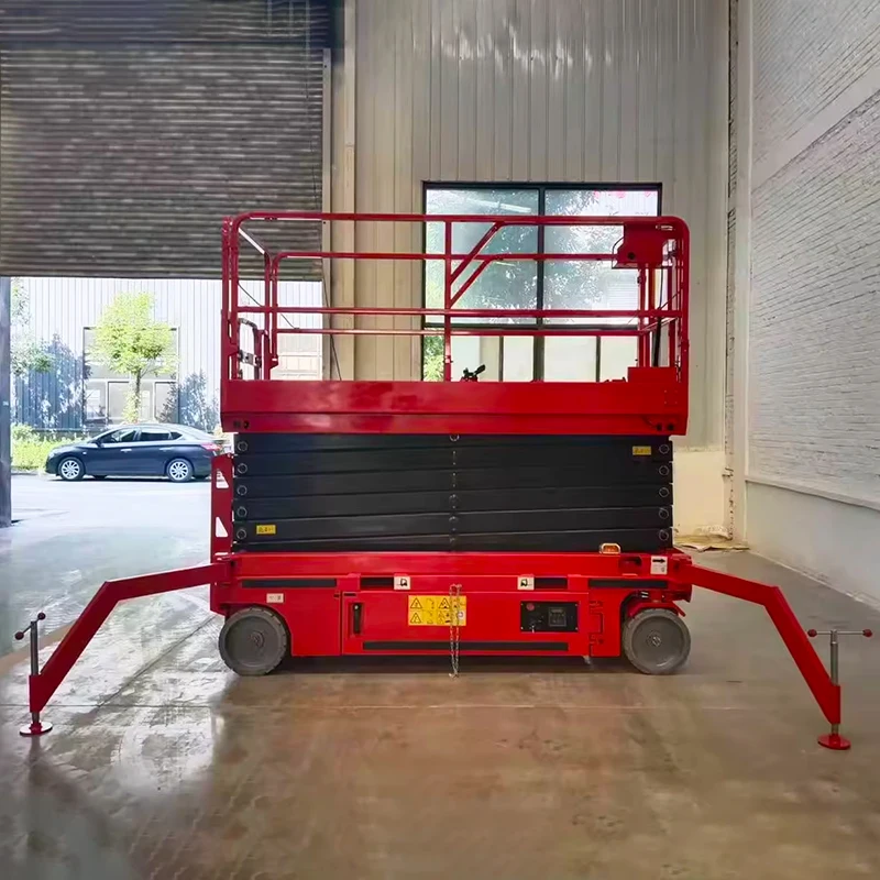 Electric 4Wheel Scissor Lift 6m 10m 12m 200kg Height Adjustable Compact Self-Propelled Mobile Platform For Building Works