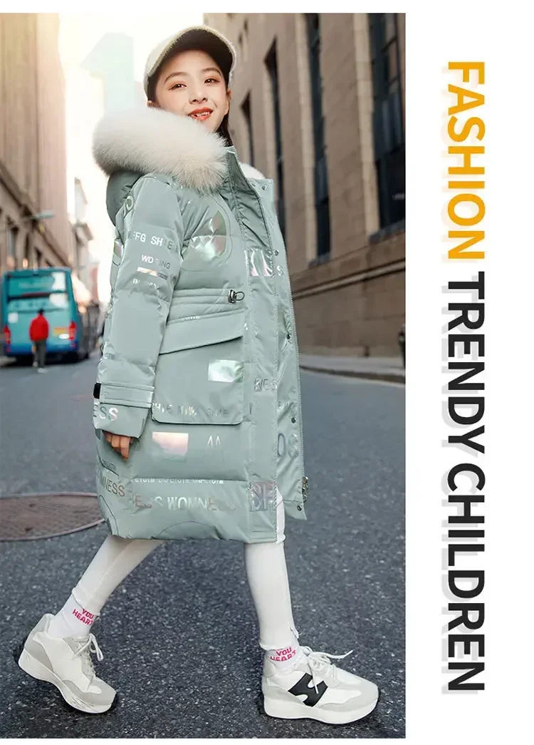 Girls Padded Jacket 2024 New Children Padded Jacket Winter Hooded Coat Winter Down Padded Jacket Long Simple Casual Clothes