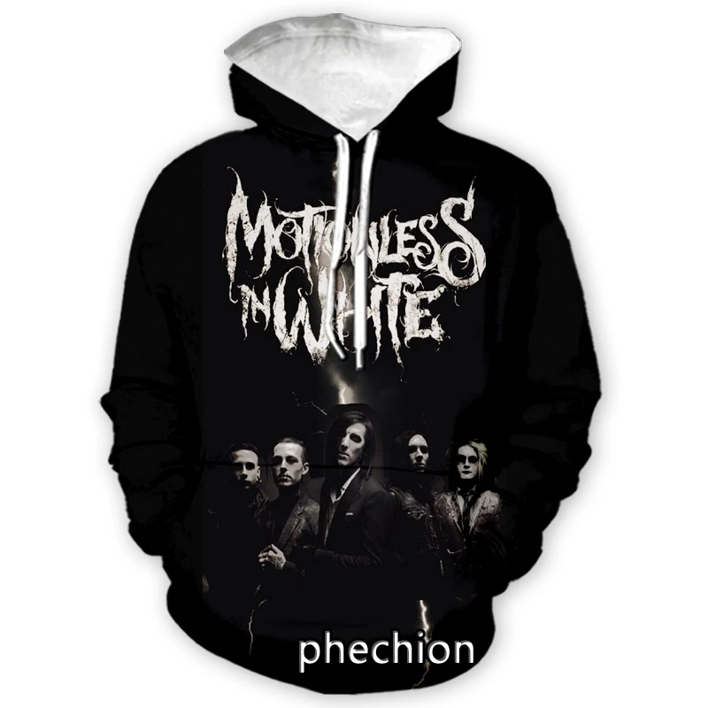 phechion New Fashion Men/Women Motionless In White 3D Print Casual Sweatshirt Hoodies Streetwear Men Loose Sport Hoodies H82