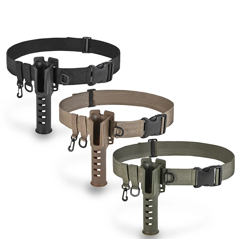 Adjustable Fishing Rod Belt Holder Wading Belt with Lure Insertion Hanging Buckle Portable Waist Support for Fishing Tackle