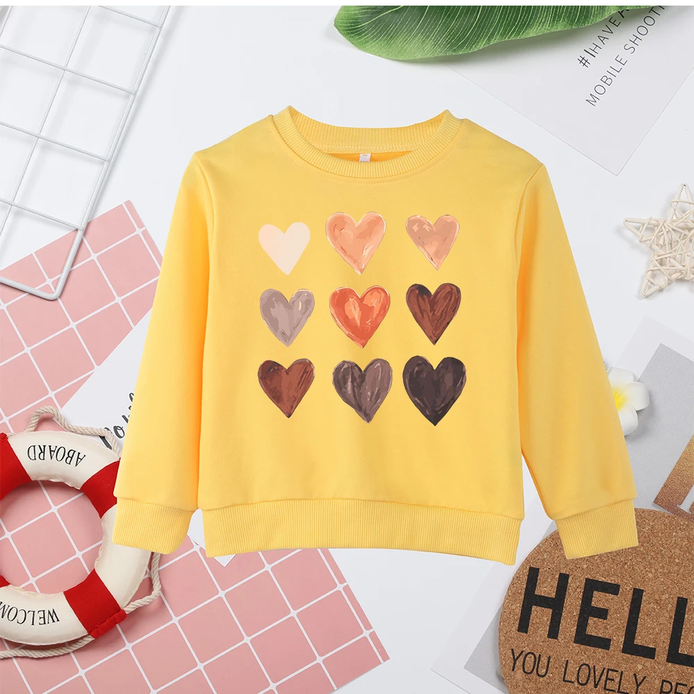 Love Heart Print Kids Hoodless Sweatshirt Minimalist Popular Summer New Hot Sell High Quality Child Sweater Dropship Top Clothes