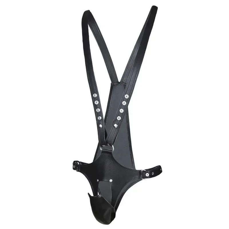 Night Club Sex Bondage Man Black PU Leather  Strap Harness Belt Lingerie Exotic Costumes - view 6