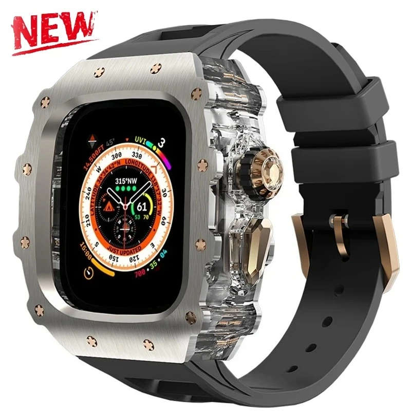 

Роскошный модификационный комплект для Apple Watch Ultra 3 2 1 49 мм 45 мм 44 мм Спортивный силиконовый ремешок для IWatch Series 9 8 7 6 SE 5 4