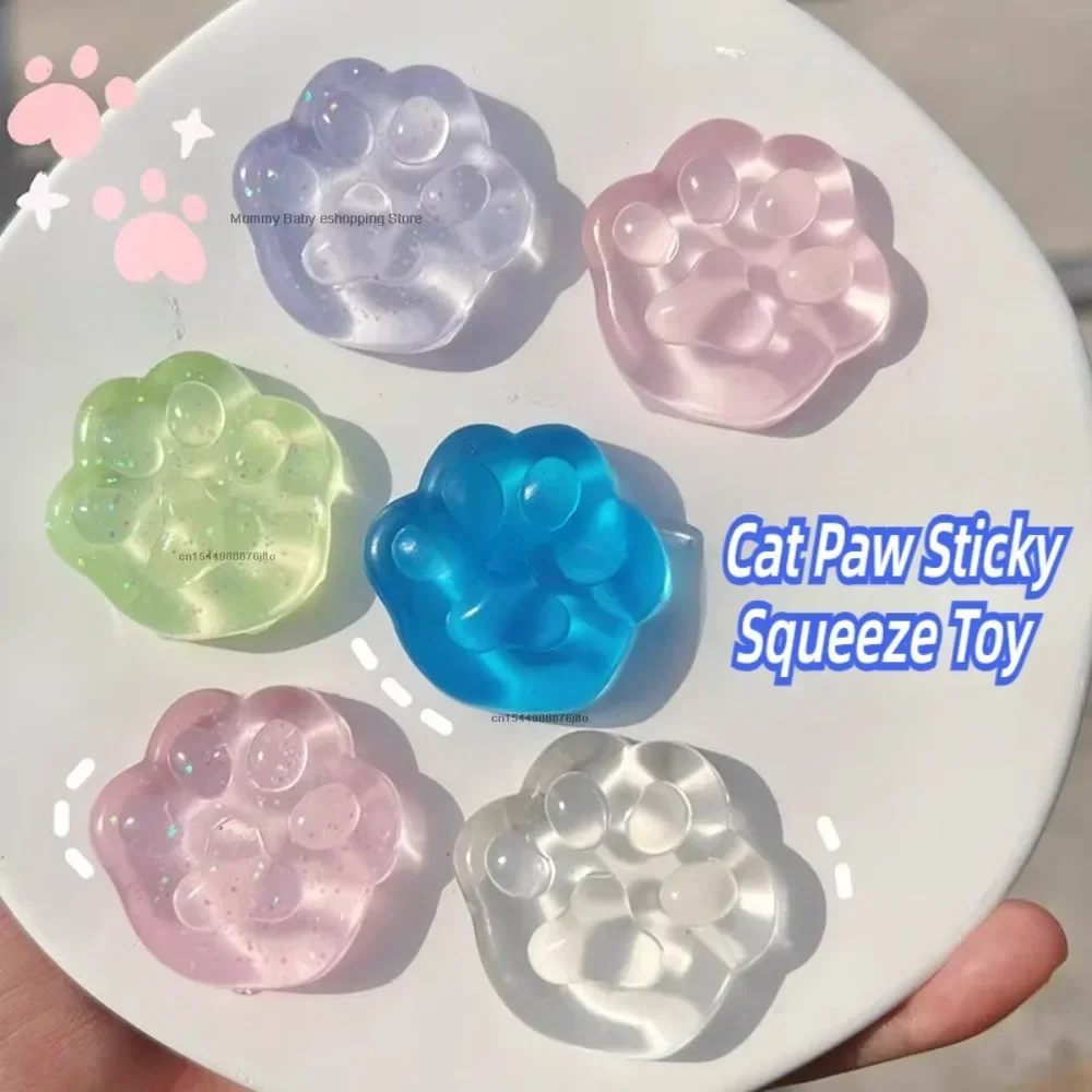 1pc Mini Hand Pinching Cat Paw Fish Fidget Toy Ice Pressure Ball Toy Squeeze Toy Cat Paw Mini Mochi Mini Mochi Ice Block