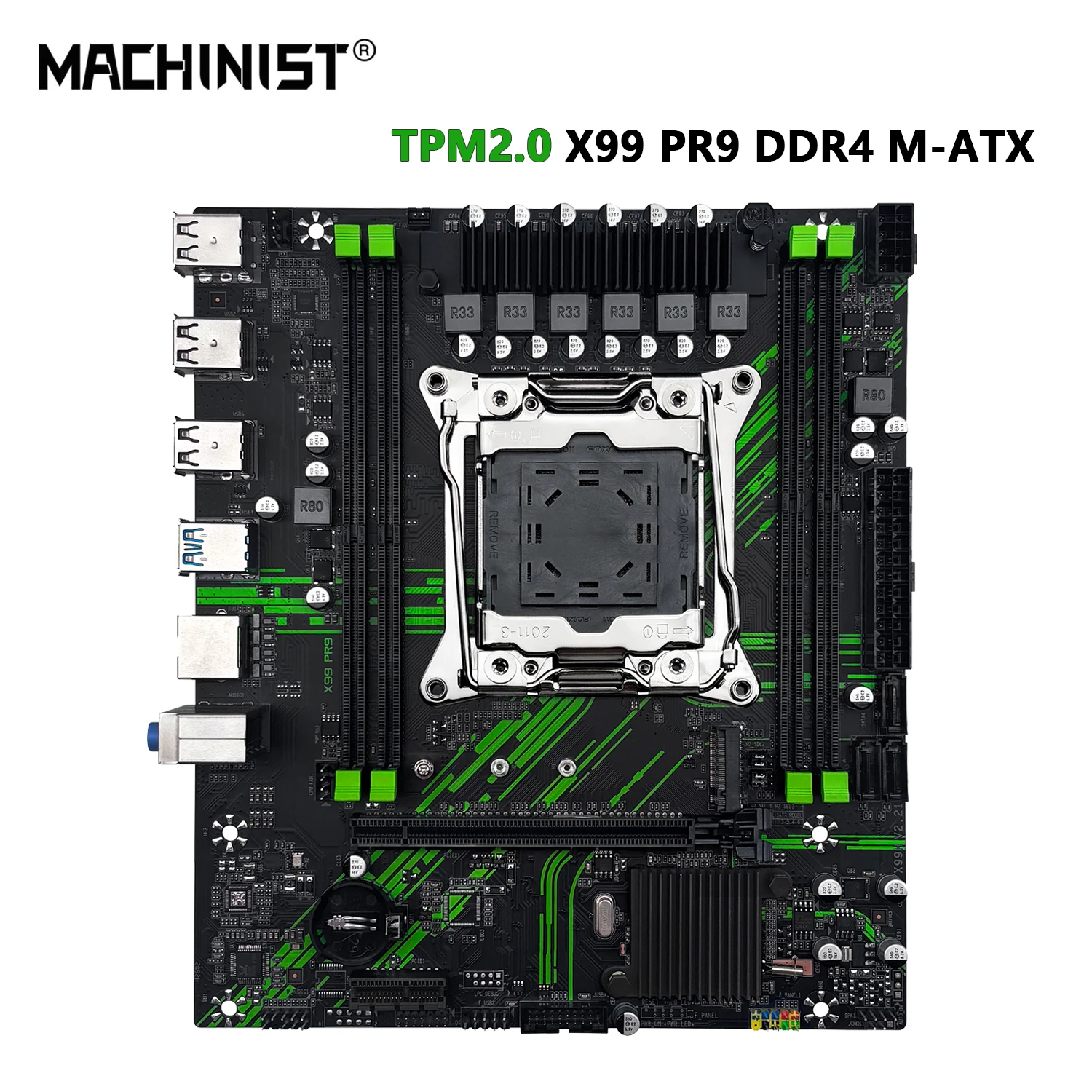 MACHINIST X99 Motherboard X99 PR9 Support TPM2.0 LGA 2011-3 Intel Xeon E5 V3&V4 CPU DDR4 RAM SATA/NVME M.2 Slot USB3.0