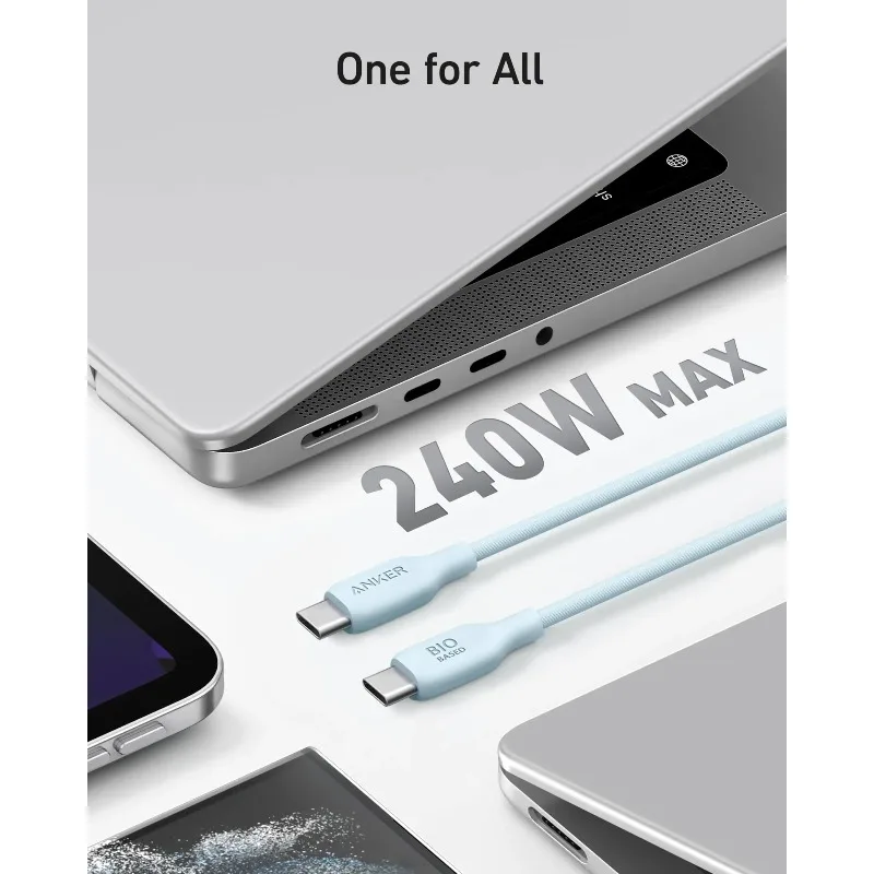 Kabel USB-C do USB-C ANKER 5A, kabel do szybkiego ładowania 240W PD, ekologiczny, kabel do ładowania iPhone 16, MacBook, iPad — zdjęcie produktu 6