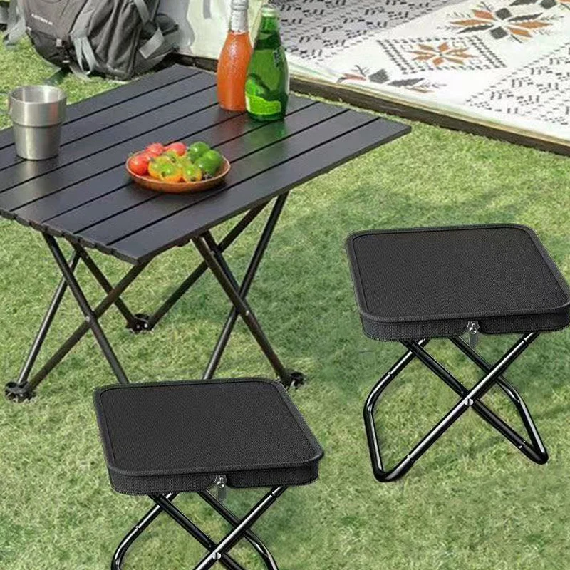Outdoor Portable Folding Stool Pocket Style Bearable Weight Easy Carry Travel Zipper Bag Chair For Camping Fishing Hiking Use