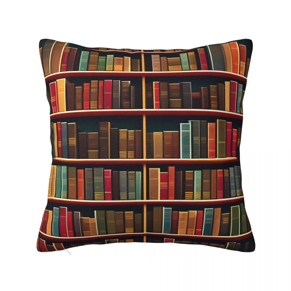 Printed Library Bookshelf Book Pillowcase Polyester Cushion Cover Decoration Throw Pillow Case Cover Home Square 45X45cm