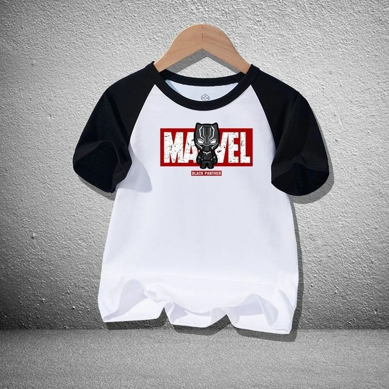 

Marvel Avengers T-Shirt for Boys, Black Panther Short Sleeve Cotton Graphic Tee Kids Casual Summer Wear