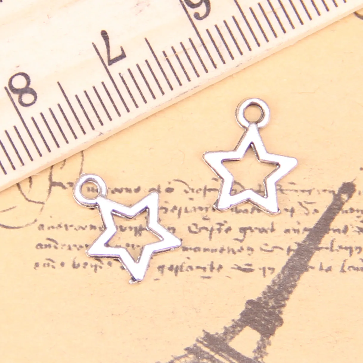 240pcs Charms For Jewelry Making star 12mm Antique Silver Plated Pendants DIY Handmake Tibetan Silver Bracelet Necklace