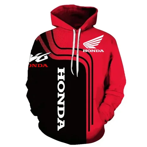 Imagen 2 del producto Sudadera con capucha Honda, ropa de calle a la moda con Logo de Honda estampado 3D, Sudadera con capucha para hombre, ropa deportiva para exteriores de talla grande, traje de carreras Honda