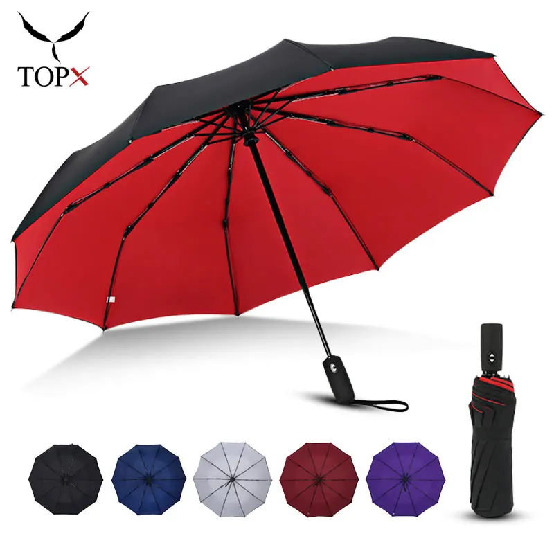 Double-layer Automatic 10-bone Rain and Sun Umbrella Windproof Sunscreen Rain and Sunshine Dual-use Business Folding Umbrella