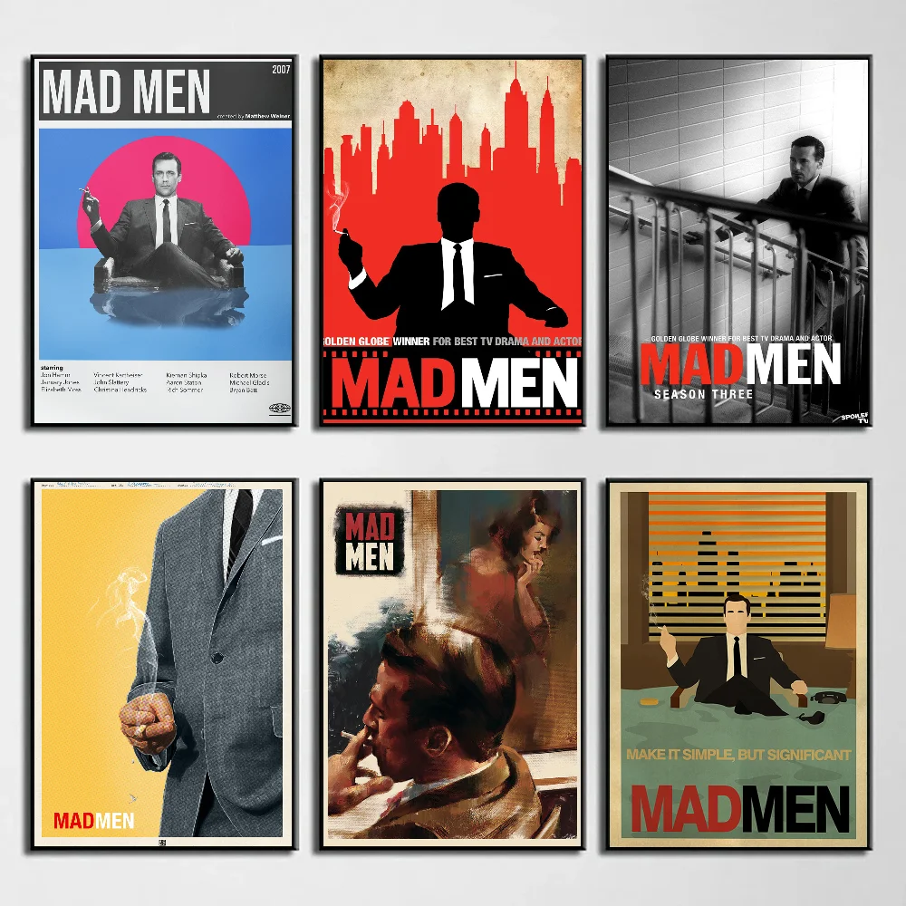 Mad Men Movie Poster Self-adhesive Art Waterproof Paper Sticker Coffee House Bar Room Wall Decor