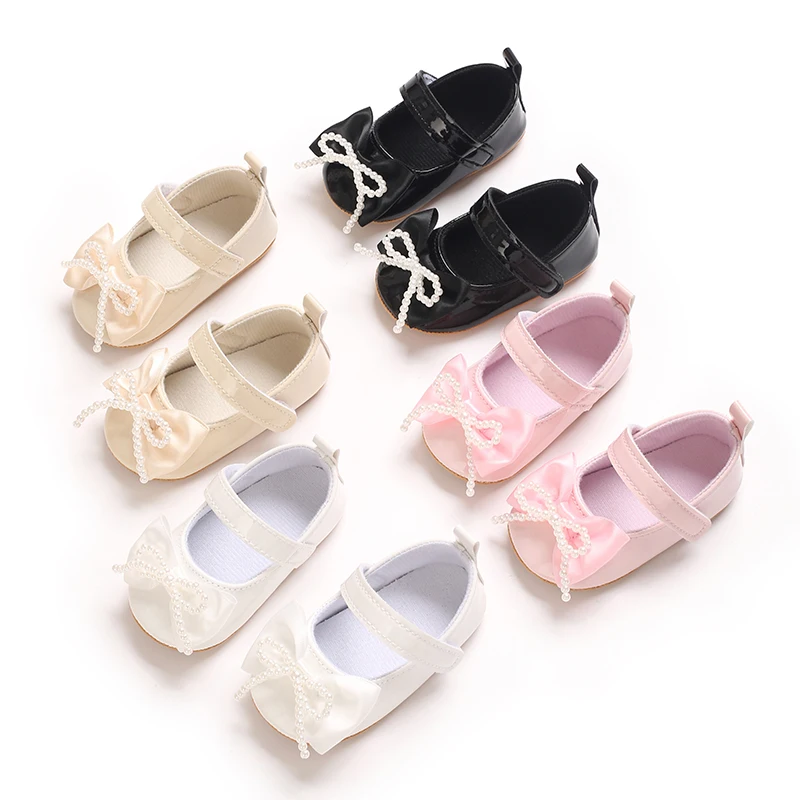 

Cute Princess Baby Shoes Spring and Autumn Edition Butterfly Bow Decoration PU Rubber Bottom Non-Slip for 0-1 Year Old Baby