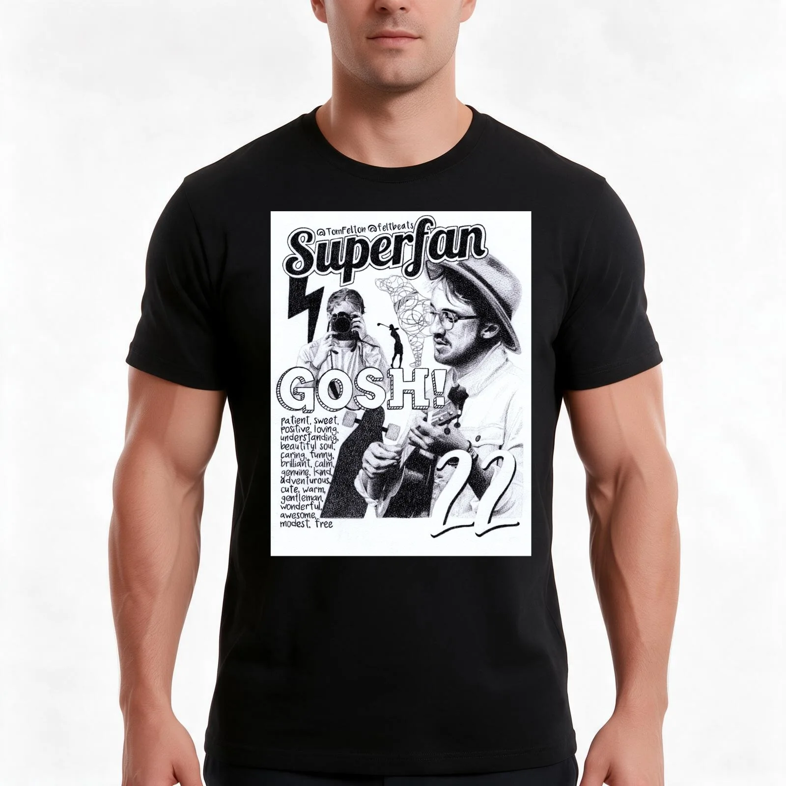 Feltbeats GOSH Design T-Shirt, Summer Casual Cotton Tee, Oversized Streetwear Tops, Vintage Graphic Print, Unisex Men Women