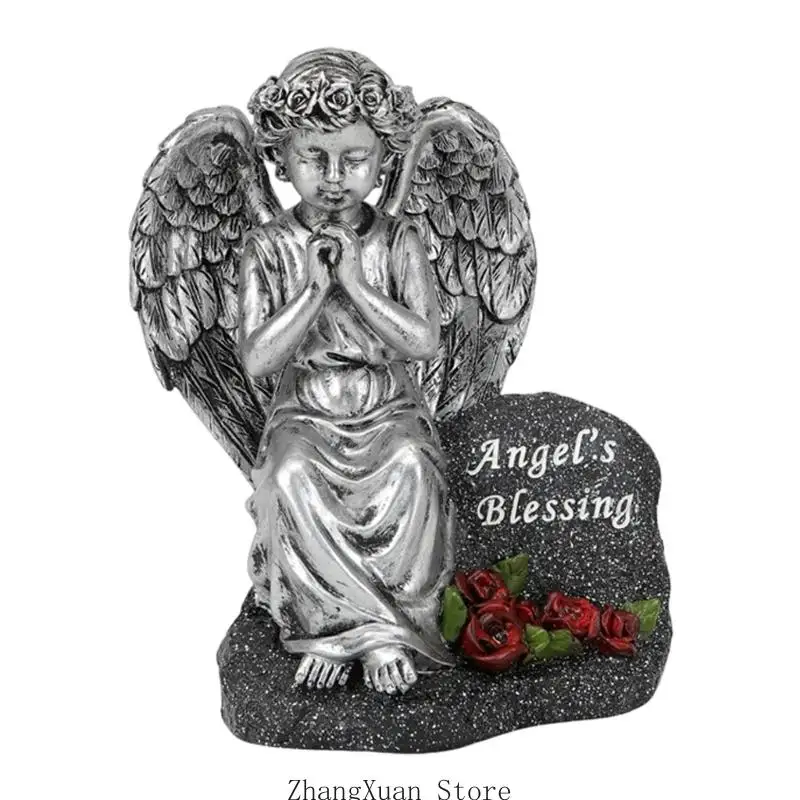 Decorative Angel Figurines Hand Carved Resin Artwork For Garden Yard Outdoor Ornamentation Durability