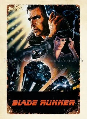 1982 Blade Runner Filmplakat, Metall-Blechschild, Rabatt-Wanddekoration, Aluminium