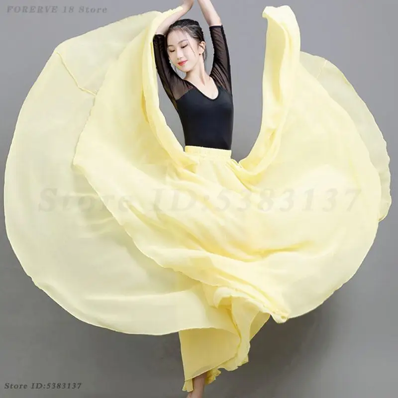 Dança clássica grande balanço saia nova prática de dança do ventre saia longa chiffon quadrado desempenho traje equipe dançarino roupas