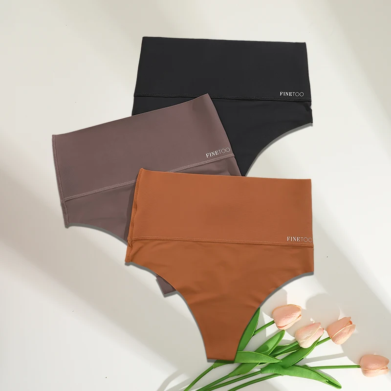 FINETOO 3ks Bodyshaper s vysokým pasem, bezešvé tanga, dámské spodní prádlo, antibakteriální tangá, stahovací prádlo - náhled 2