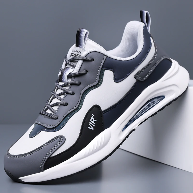 

Men's Autumn New Arrival Black Leather Shoes - Breathable Thick-Sole Stylish Sneakers, Casual & Sporty, Versatile & Lightweight