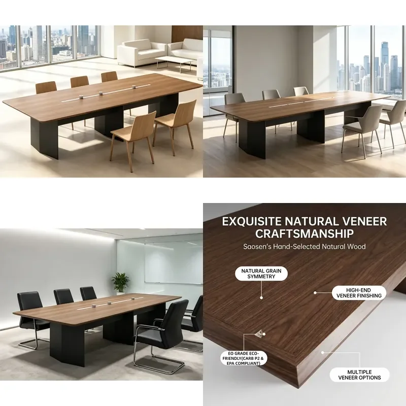 for  Modern  Friendly Durable Rectangular Wooden Conference Table 12 People Office Meeting Room Commercial