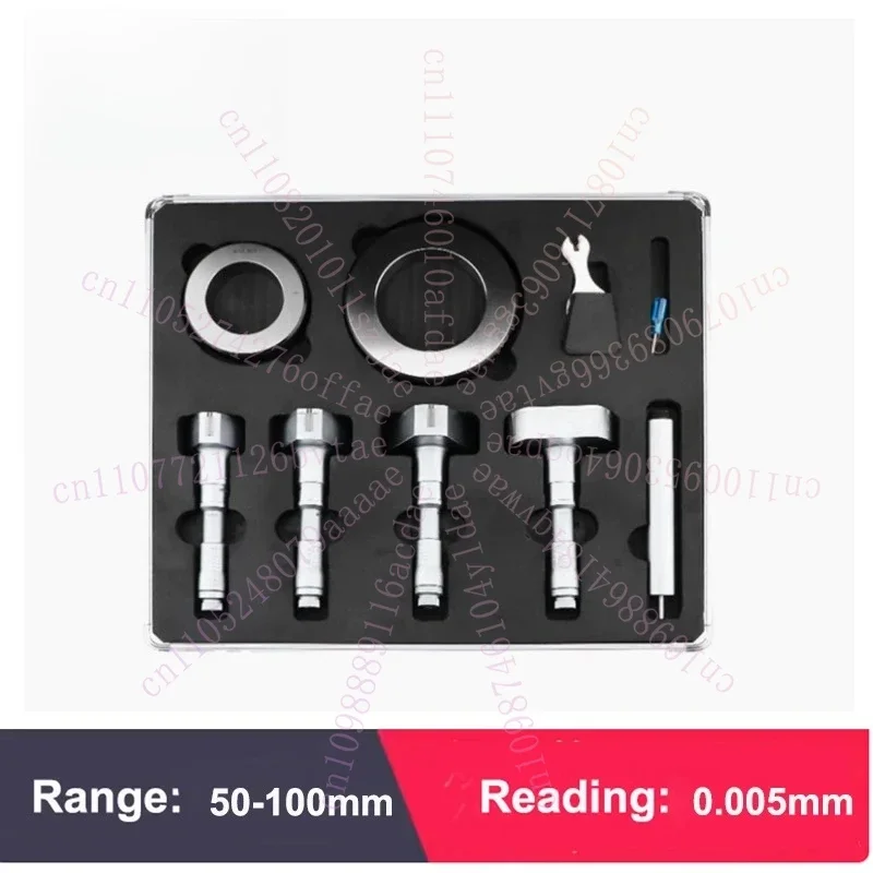 Three-point internal diameter micrometer 6-12mm 12-20mm 20-50mm 50-100mm three-jaw internal measuring screw micrometer set of