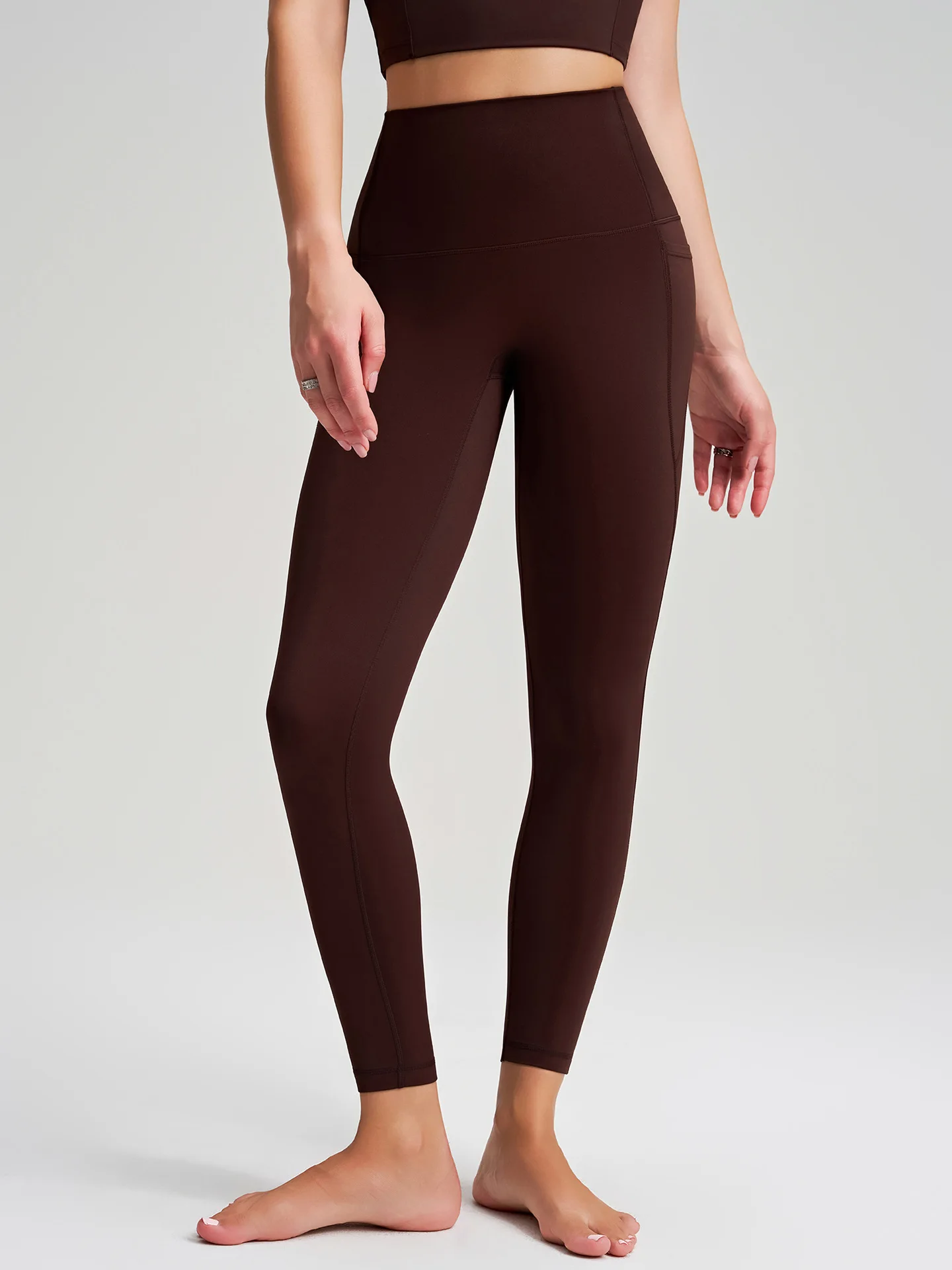 Women's High Waist Yoga Leggings with Side Pockets, Stretch Tummy Control Workout Pants for Gym Fitness Training