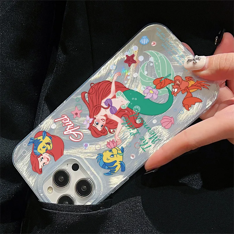 حافظة لهاتف آيفون 16 14 برو ماكس 13 12 11 برو ماكس 14 15 Plus XS XR X غطاء خلفي صلب بتصميم حورية البحر لطيف للغاية #5