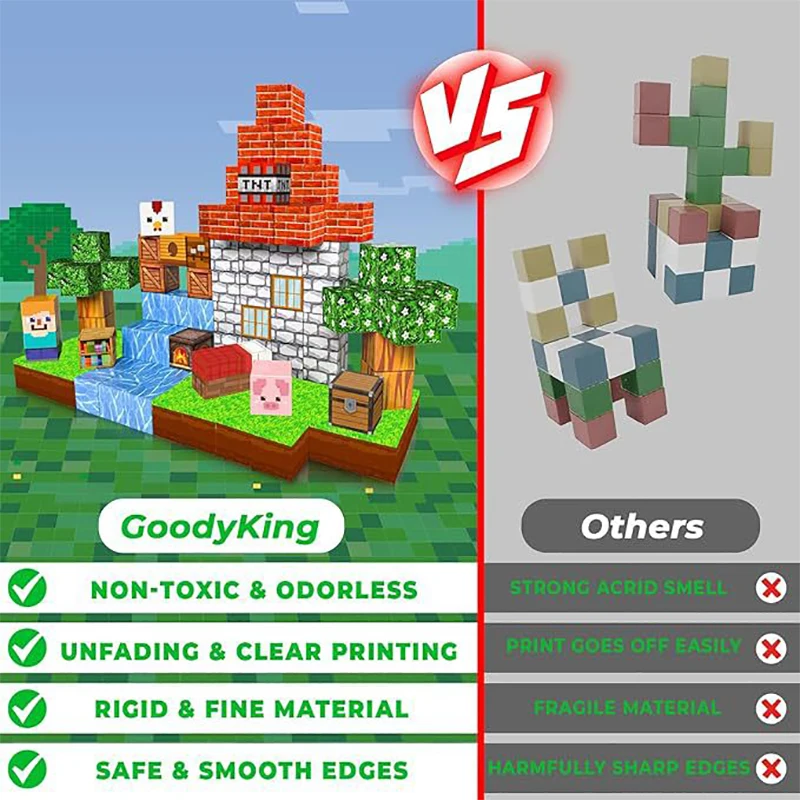 새로운 자석 블록 마인 월드 마그넷 큐브 세트 남아 여아 어린이 3세 이상 DIY 모델 어린이 STEM 감각 장난감 선물