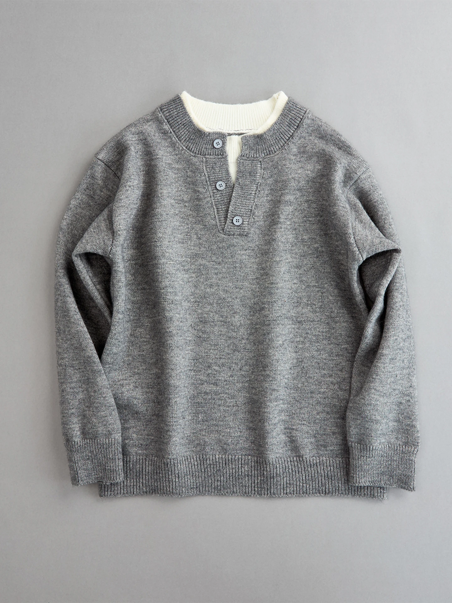 

ay Henry Collar Knitwear Men's Autumn Winter Open Cardigan Lazy Sle Inner Match Base irt Soft Loose Fit Cleanfit Sle