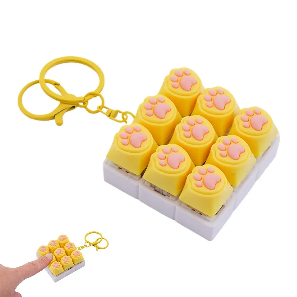 Cat Paw Button Keycap Fidget Keychain