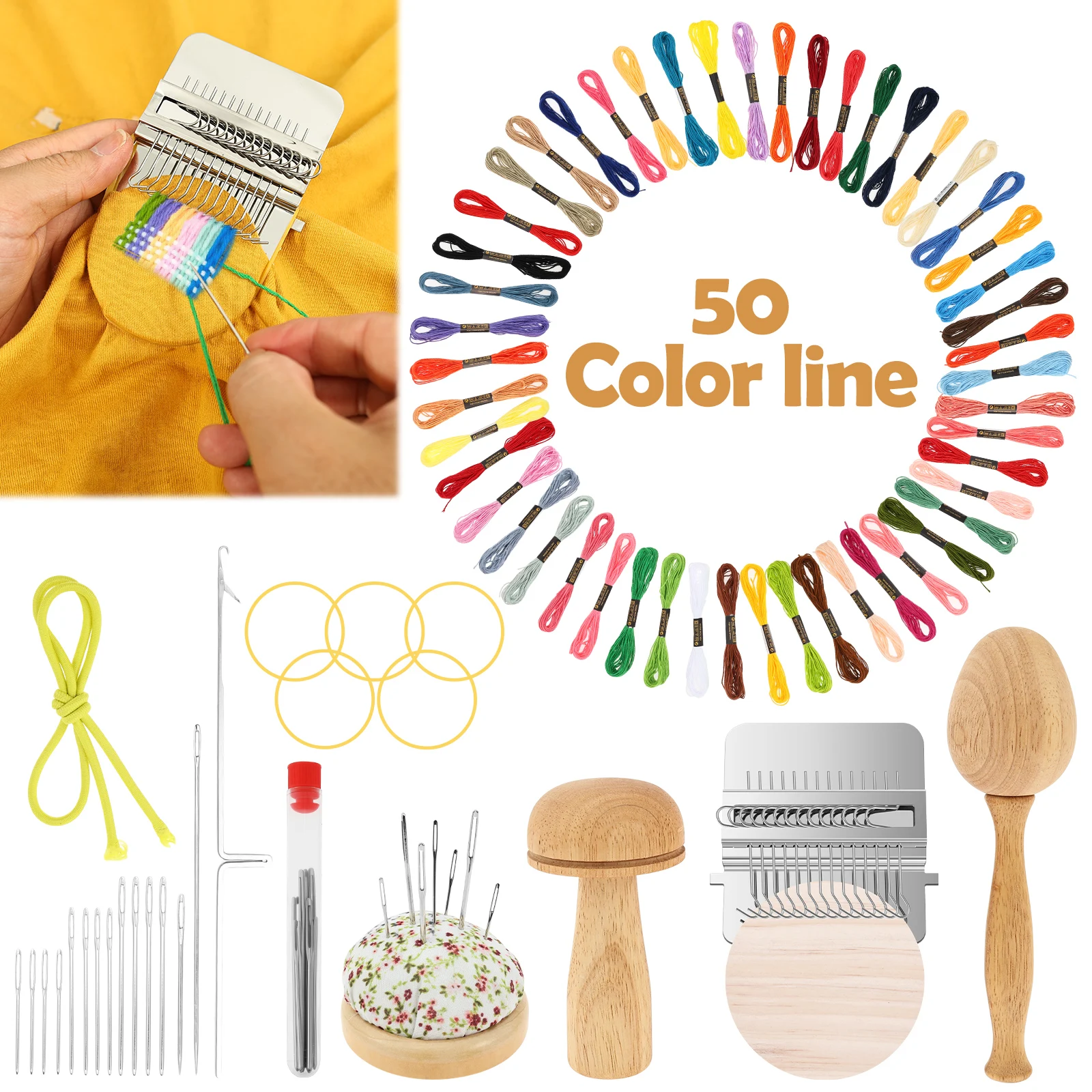 

Деревянный инструмент для заплаток, рукоделия и ремонта одежды, маленький ткацкий станок для шитья и восстановления джинсов