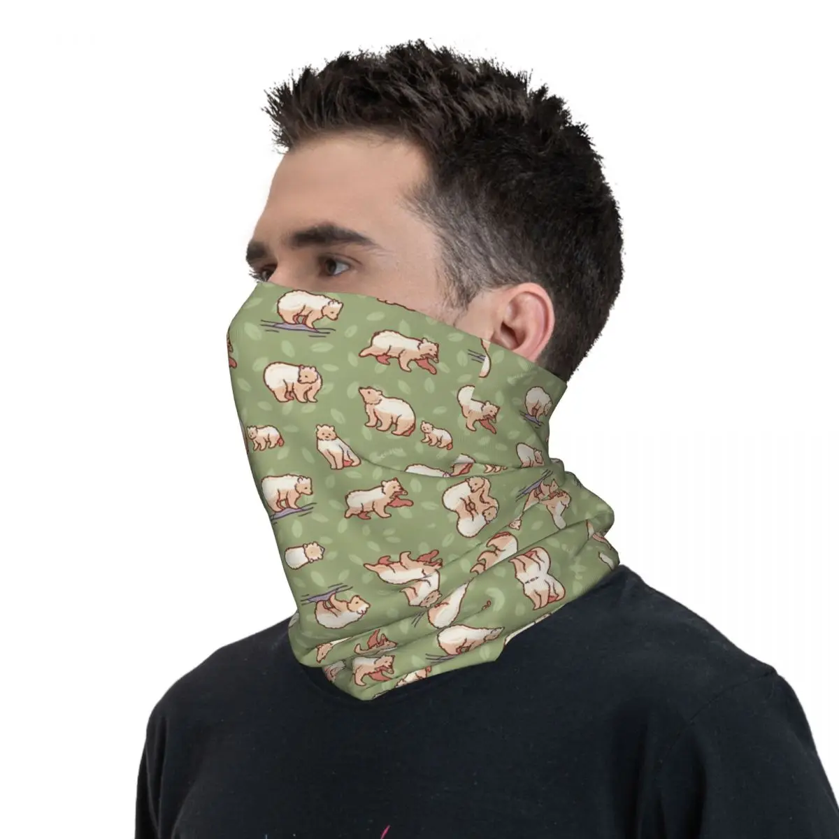 Spirit Bear tazza da caffè Bandana Neck Cover sciarpa avvolgente stampata multiuso ciclismo equitazione per uomo Unisex sottile