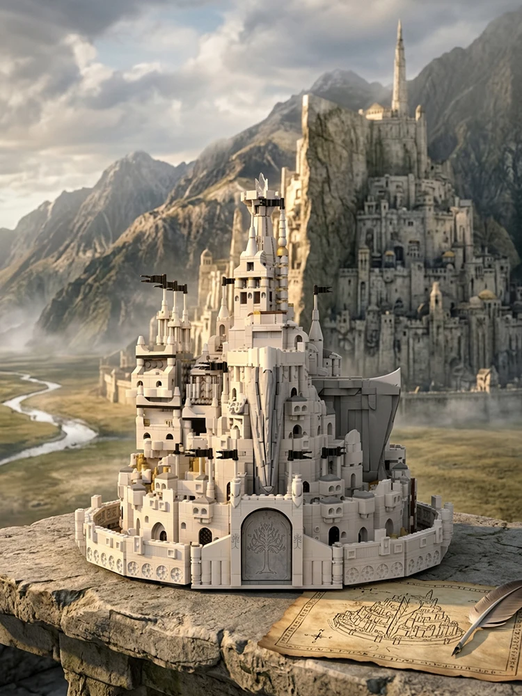 3653-teiliges Film-Set „Der Herr der Ringe: Weißes Schloss“ – Mittelalterliche Architektur, modulares Modell, Bausteine, Montagespielzeug für Erwachsene, Geschenke