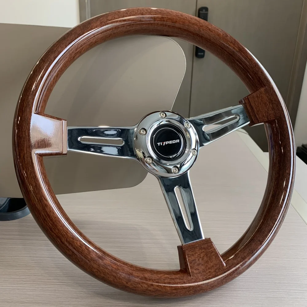 Tiypeor Universal 14inch 350mm Wood Style ABS Classic Vintage Steering Wheel