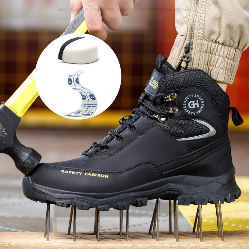 New Fashion Men's Work & Safety Boots Steel Toe Cap Crush-Resistant And Puncture-Proof Sole Ideal For Construction Sites