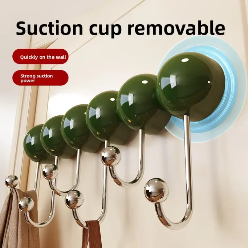 Heavy Duty Strong Suction Cup Row Hook Rack No Drill Non Marking Wall Hooks for Clothes Hats Bathroom Kitchen Storage Organizer