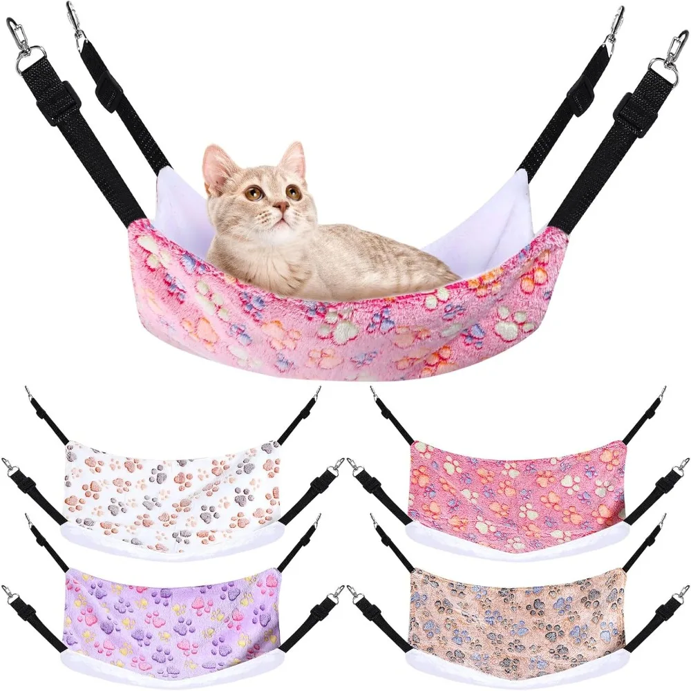 

4-piece Cat Cage Hammock Set with Adjustable Straps, Double-sided Design, Suitable for Large Cats, Soft Pet Hammock
