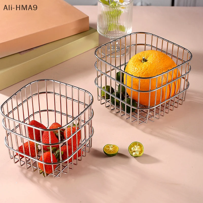 

304 Stainless Drain Basket Household Kitchen Storage Basket Square Fruit Vegetable Basket Cosmetics Storage Basket