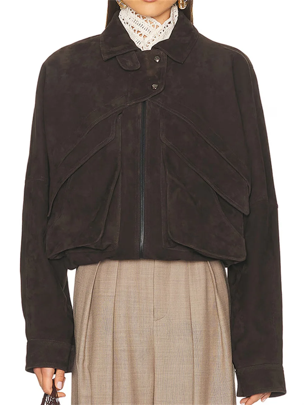 

Осенняя женская куртка 2025 года, замшевая лоскутная одежда, повседневная женская верхняя одежда, одежда Y2K, новая мода, высококачественный бюстгальтер-пальто