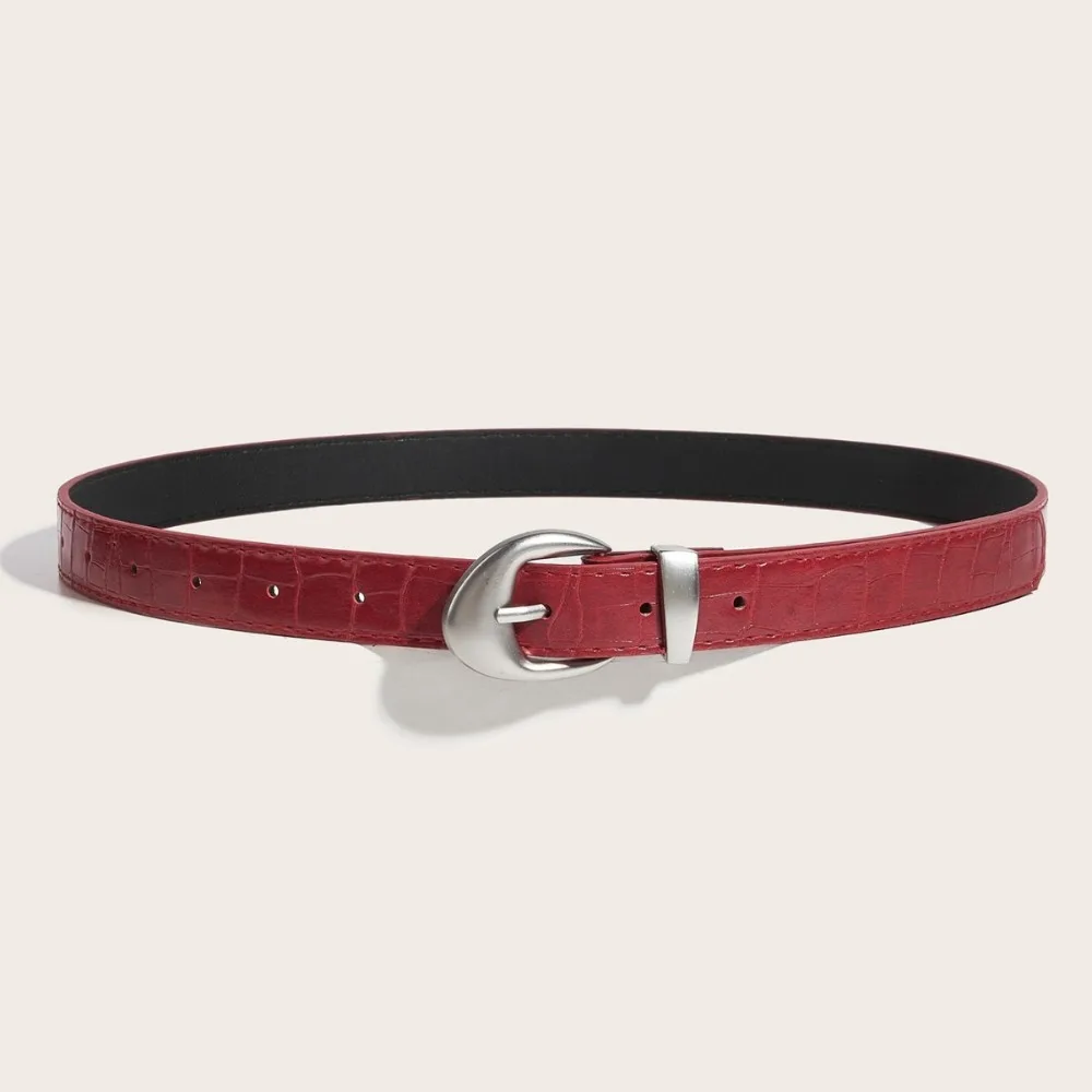 Ins Style Crocodile Pattern Women's Belt Y2k Korean Thin Waist Belt PU Leather Niche Dress Jeans Belt For Girls