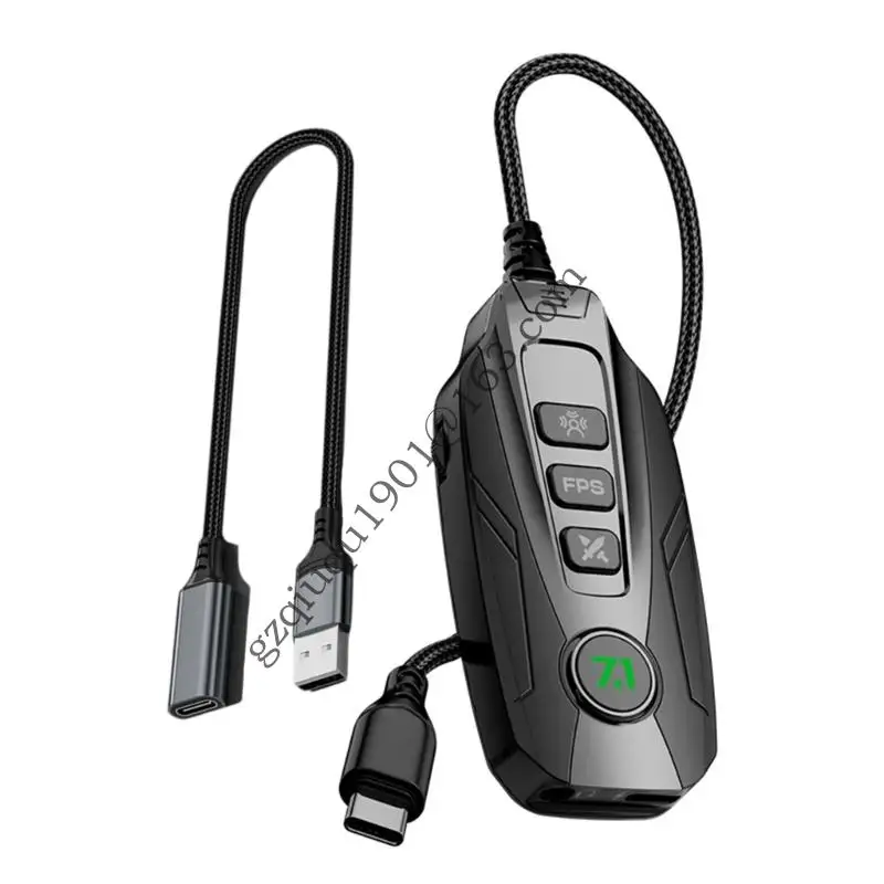 

GS20 Type C/USB Mini Sound Card 7.1 Channel External with Virtual Surround Sound for Wide Compatibility Use Black .066A