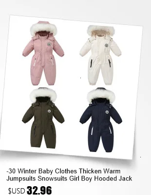 30 Winter-Babykleidung Verdickter Warmer Strampler Plus Fleece-Jumpsuit Schneeanzüge Mädchen Jungen Kapuzenjacken Skianzüge Kindermantel Oberbekleidung – Detail 3