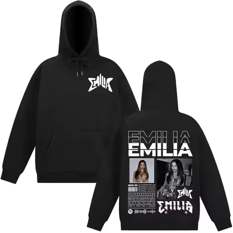 Singer Emilia Mernes MP3 Tour Album 2025 Vintage Graphic Hoodie Men Women Fashion Pullover Long-sleeved Fleece Casual Sportswear