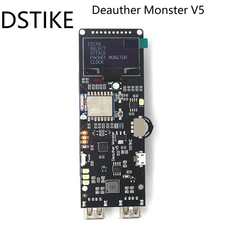 Top! DSTIKE WiFi Deauther Monster V5 ESP8266 18650 Development board Reverse Protection Witth Antenna+ Case + Power Bank 5V 2A