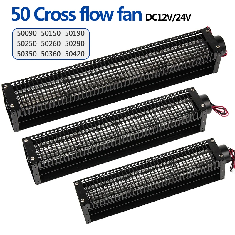 50mm Cross Flow Fan DC12V/24V Tangential Fan Horizontal Exhaust Long Strip Fan for Cooling Ventilation