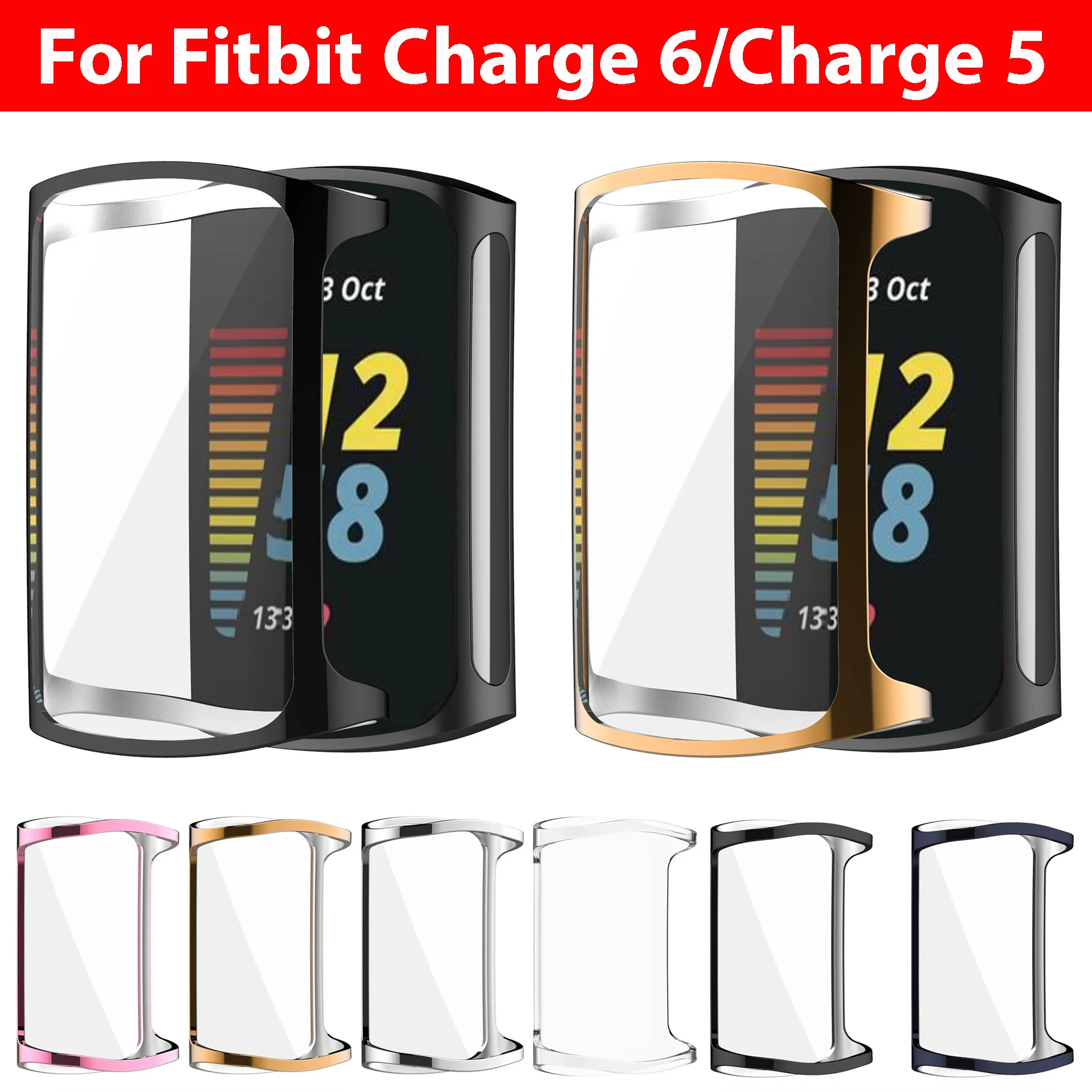 Screen Protector For Fitbit Charge 6 Case TPU Protective Cover For Fitbit Charge 5 Charge6 Shell Protection Cases Accessories