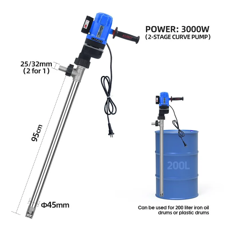 High Pressure Electric Drum Pump Food Grade Stainless Steel OEM Customizable Spiral Impeller